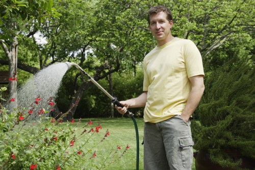 Pressure washing a garden patio in Harrow on the Hill